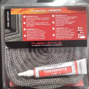 KIT Corda Guarnizione stufe tricotex 2,5mt + Adesivo refrattario diam. 10